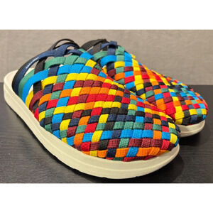 MALIBU SANDALS Colony White EVA Rubber Rainbow Checkered Nylon Men's Size 13